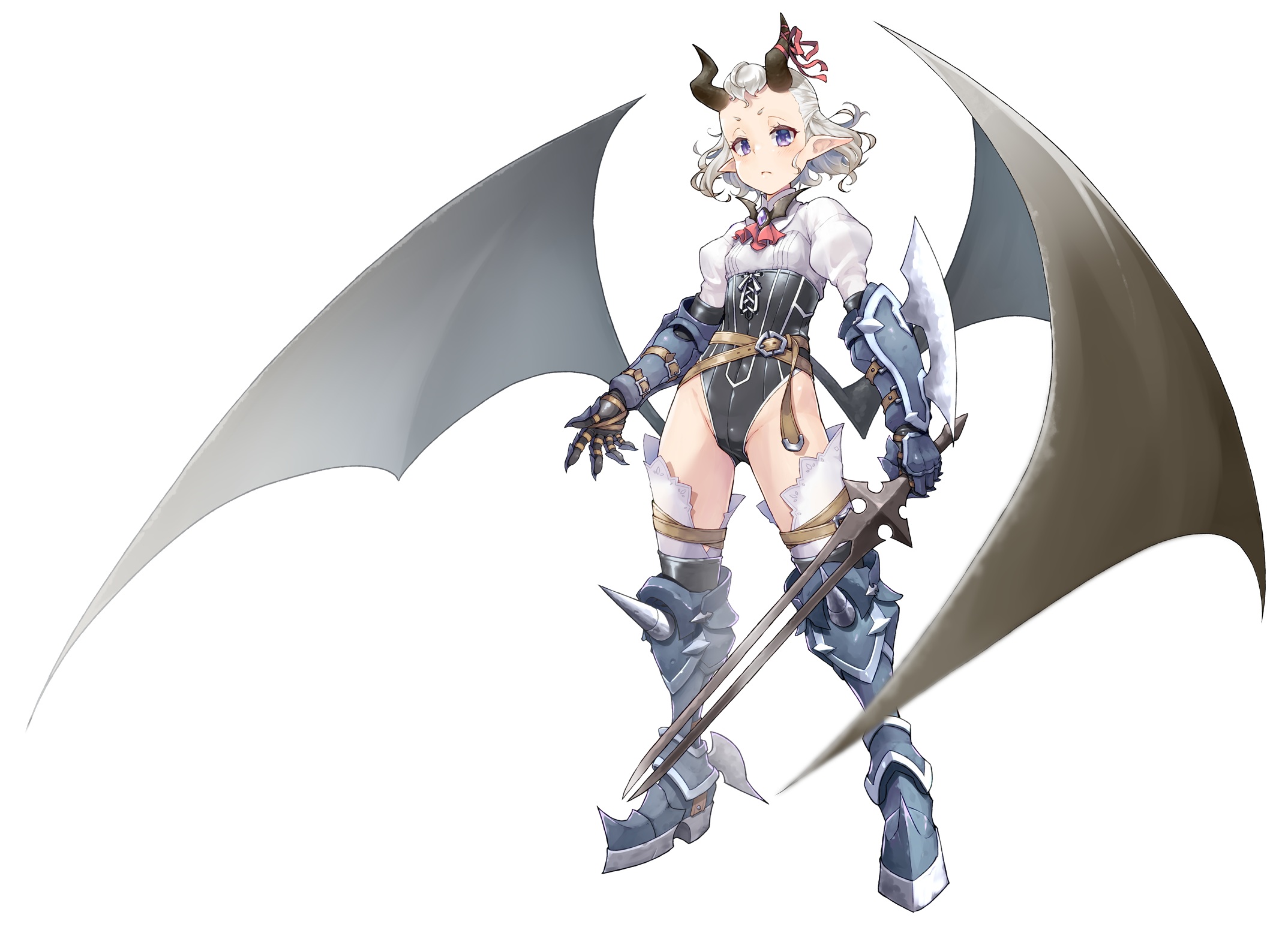 Qome Armor Devil Garter Horns Pointy Ears Sword Wings Yande Re